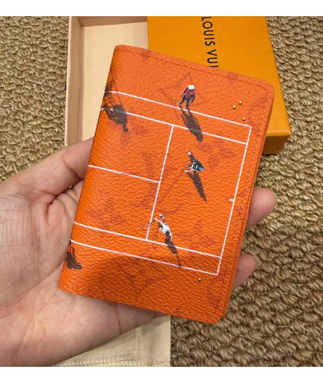 LOUIS VUITTON Оранжевый кожаный кошелек, фото 3