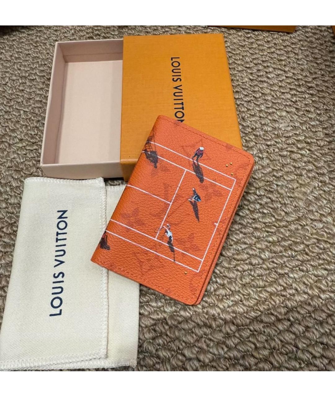 LOUIS VUITTON Оранжевый кожаный кошелек, фото 2