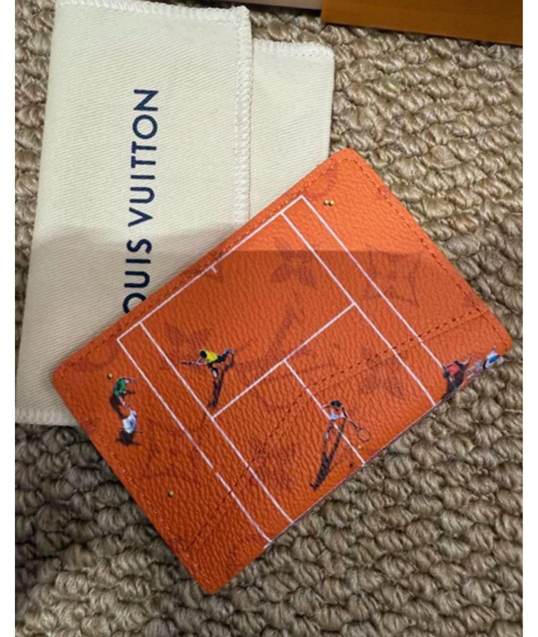 LOUIS VUITTON Оранжевый кожаный кошелек, фото 4