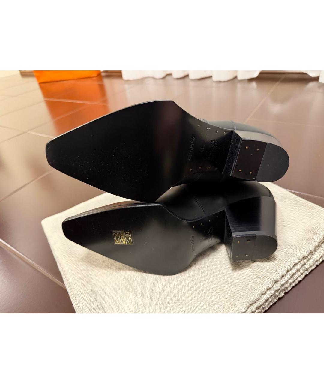 HERMES Черные кожаные ботильоны, фото 5