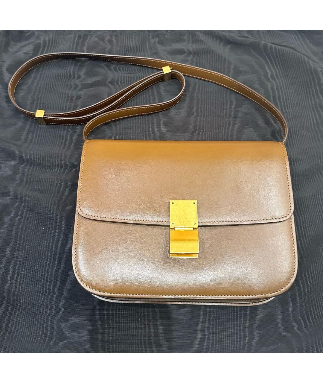 CELINE Коричневая кожаная сумка через плечо, фото 3