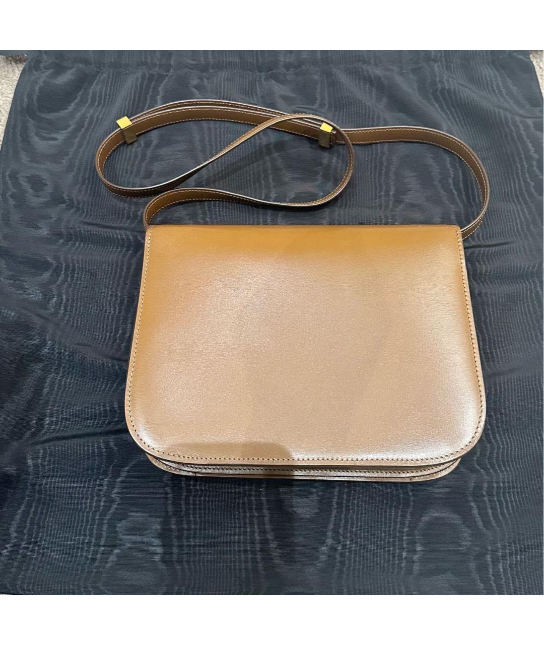 CELINE Коричневая кожаная сумка через плечо, фото 2