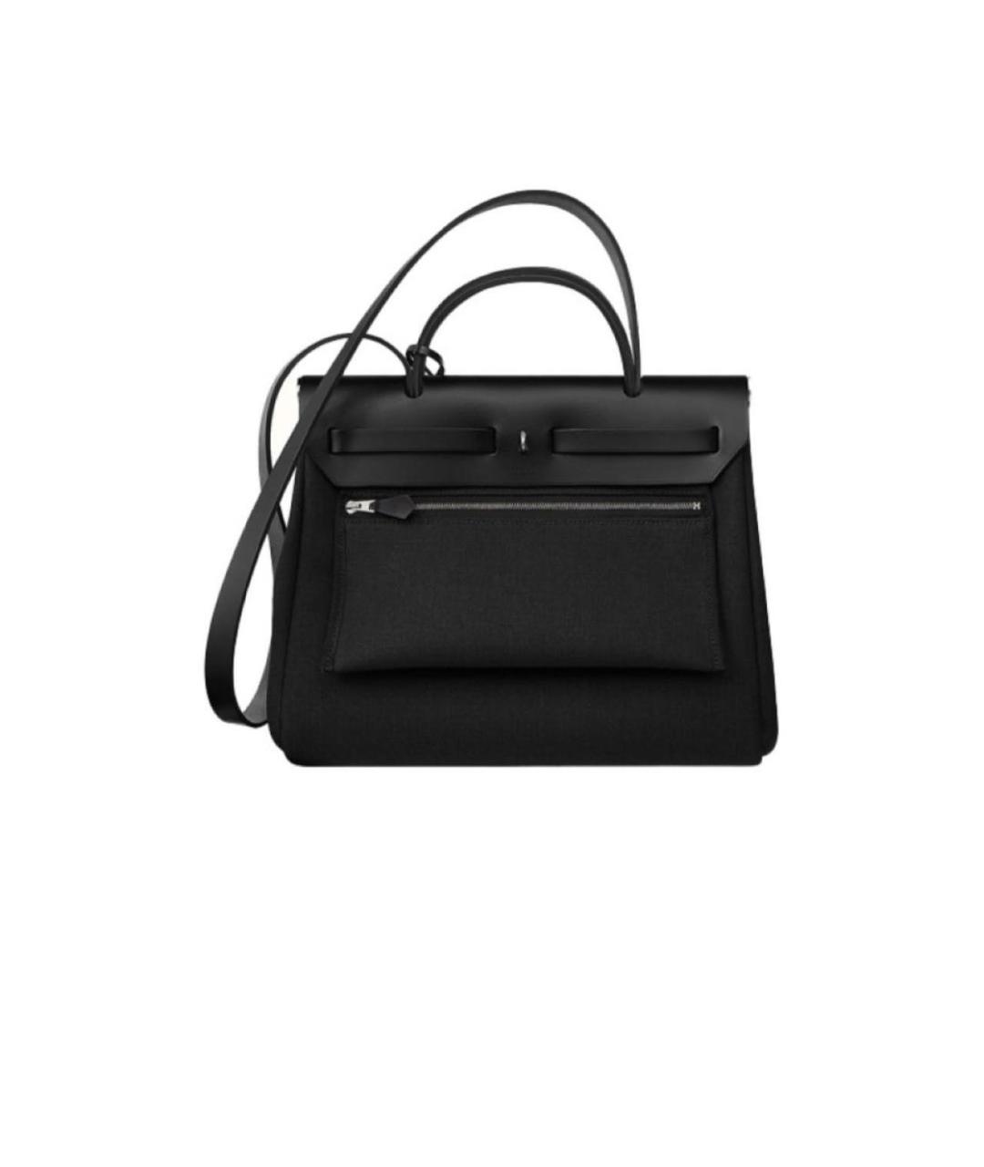 HERMES Черная кожаная сумка с короткими ручками, фото 3