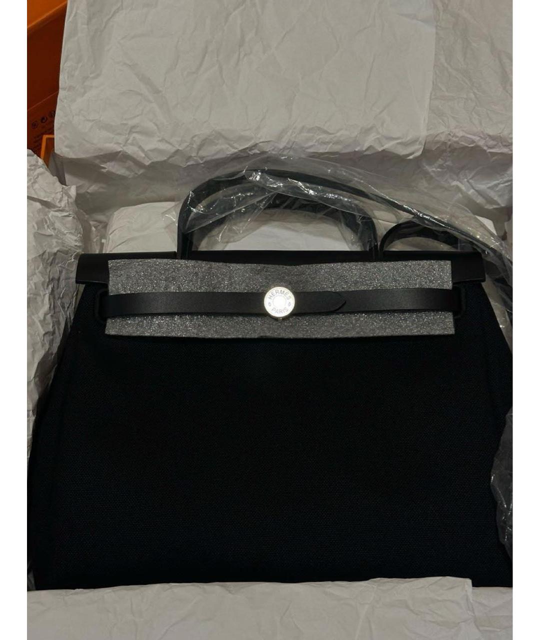 HERMES Черная кожаная сумка с короткими ручками, фото 4