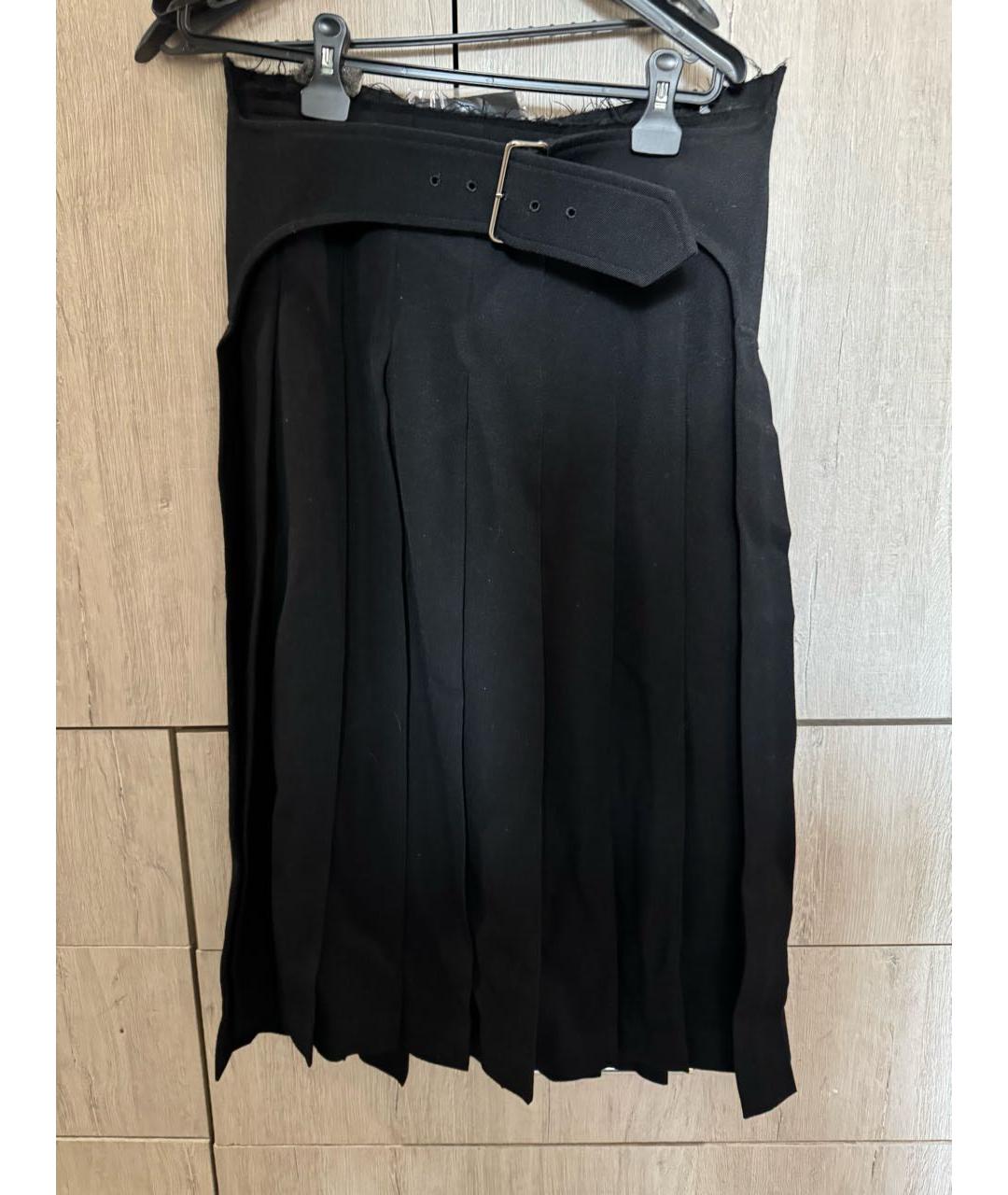 COMME DES GARÇONS Черная шерстяная юбка миди, фото 2