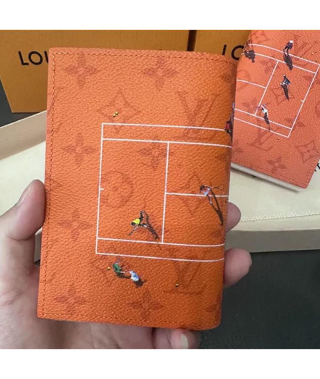LOUIS VUITTON Оранжевый кожаный кошелек, фото 3