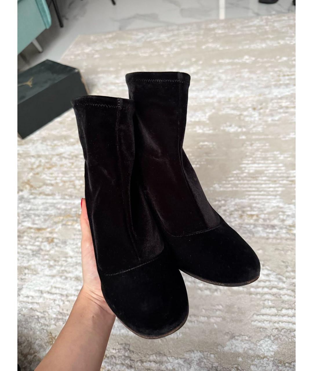 Louise Michail Черные текстильные ботильоны, фото 4