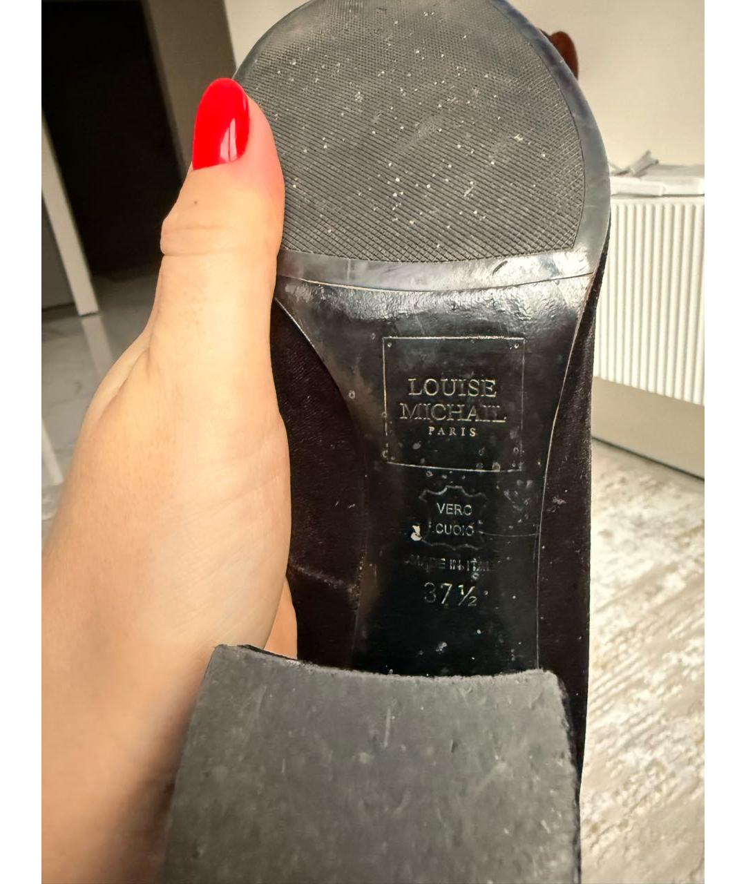 Louise Michail Черные текстильные ботильоны, фото 6