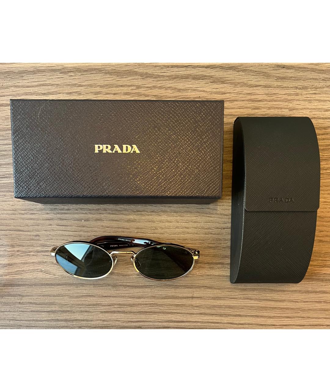 PRADA Черные металлические солнцезащитные очки, фото 2