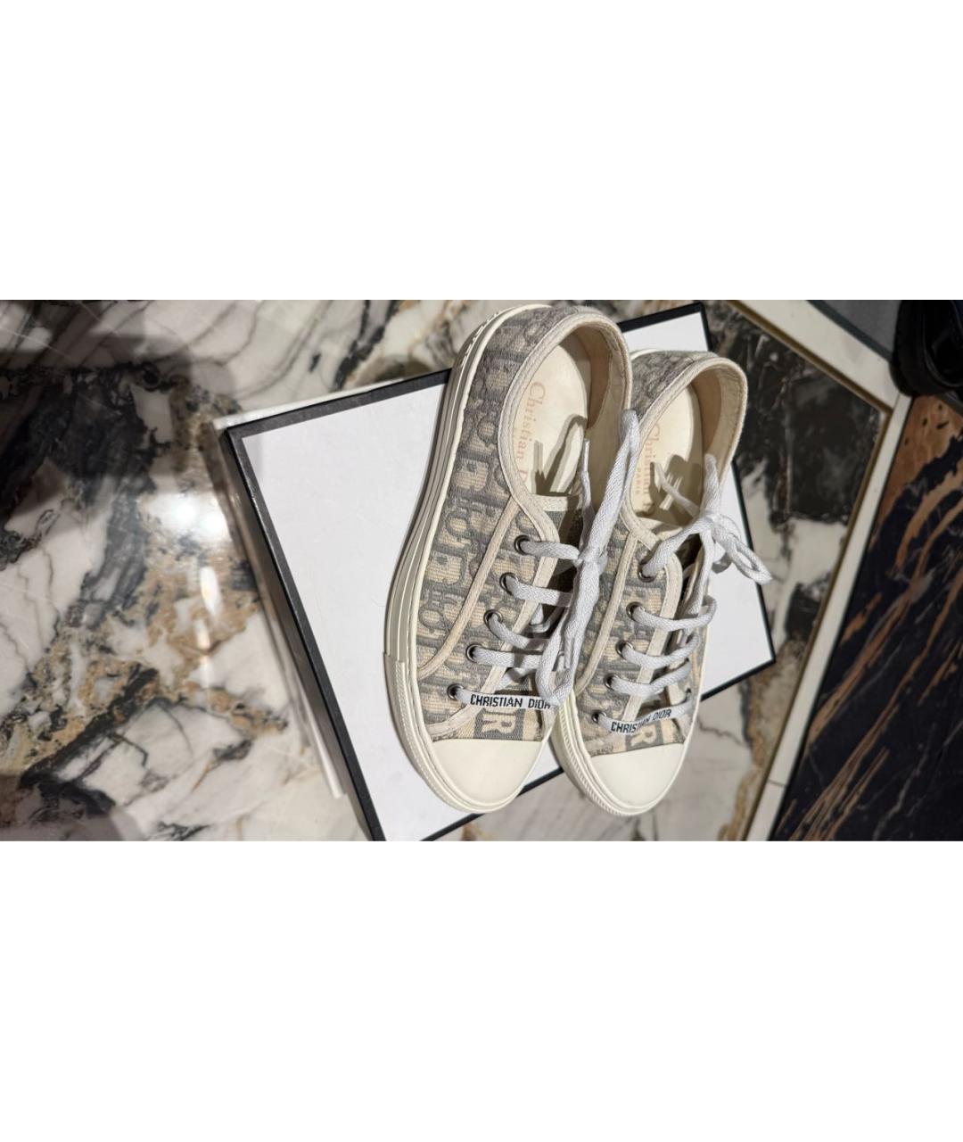 CHRISTIAN DIOR Серые текстильные кеды, фото 5