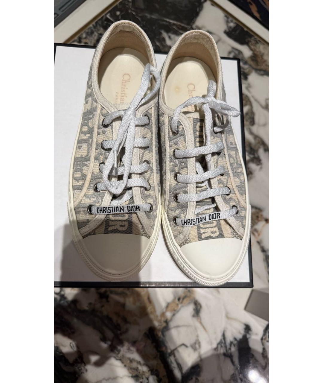 CHRISTIAN DIOR Серые текстильные кеды, фото 2