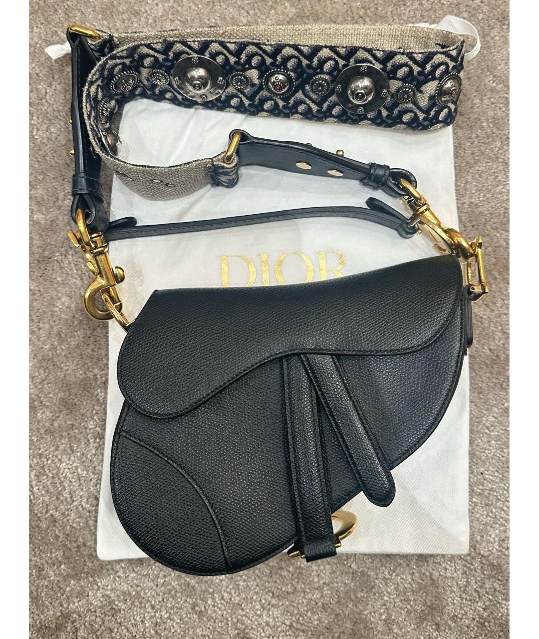 CHRISTIAN DIOR Черная кожаная сумка через плечо, фото 3