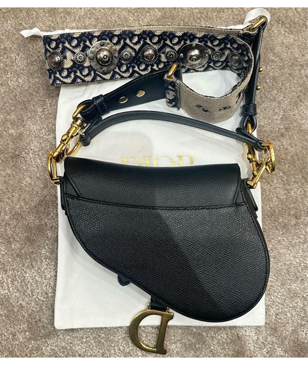 CHRISTIAN DIOR Черная кожаная сумка через плечо, фото 2