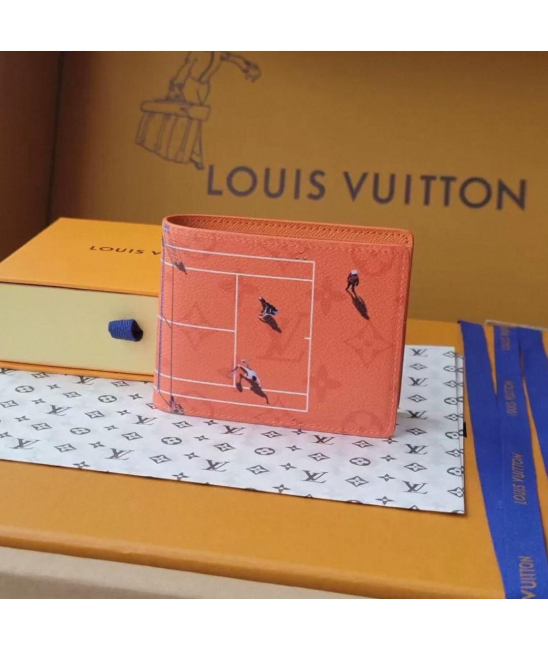 LOUIS VUITTON Оранжевый кожаный кардхолдер, фото 2