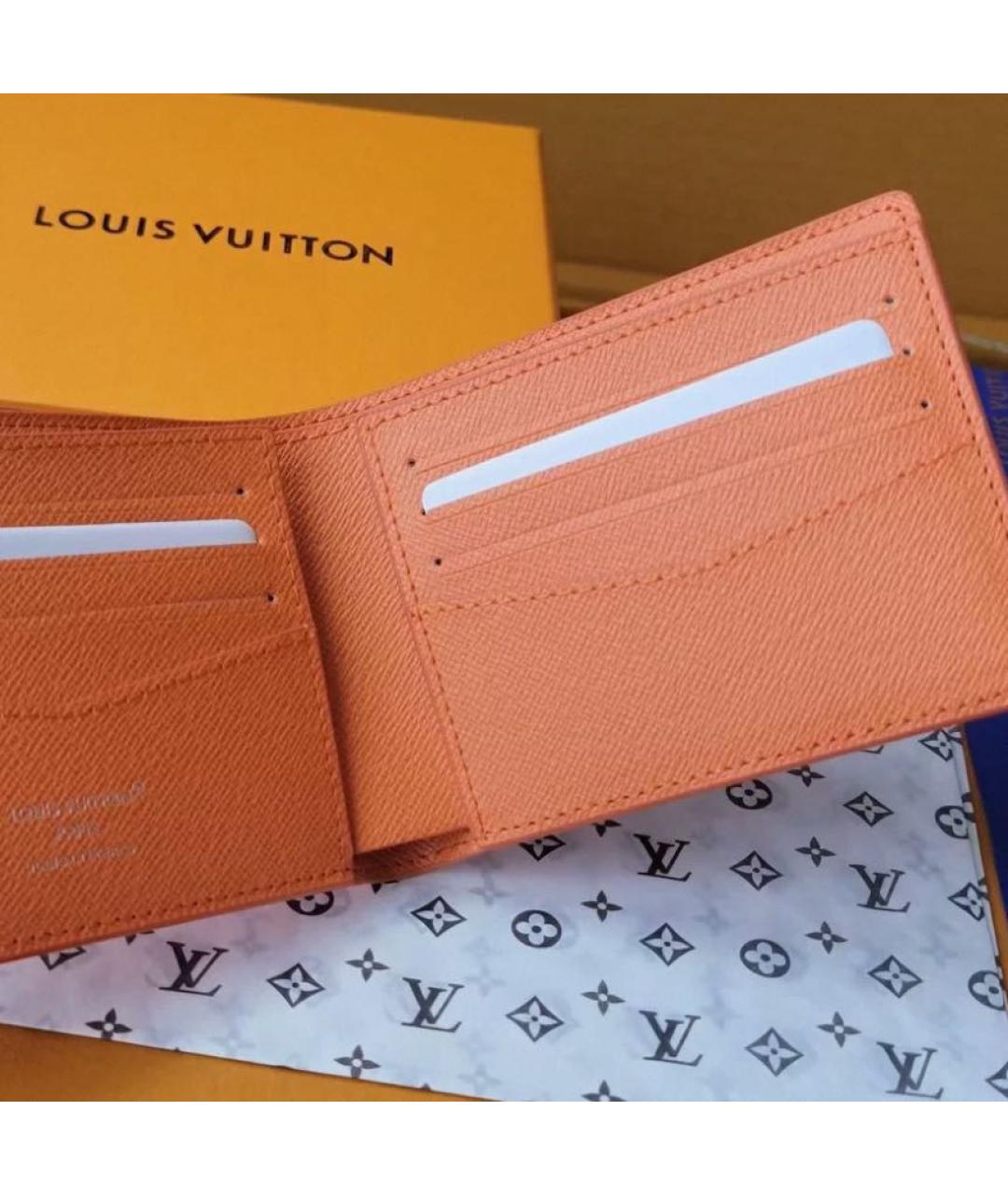 LOUIS VUITTON Оранжевый кожаный кардхолдер, фото 5