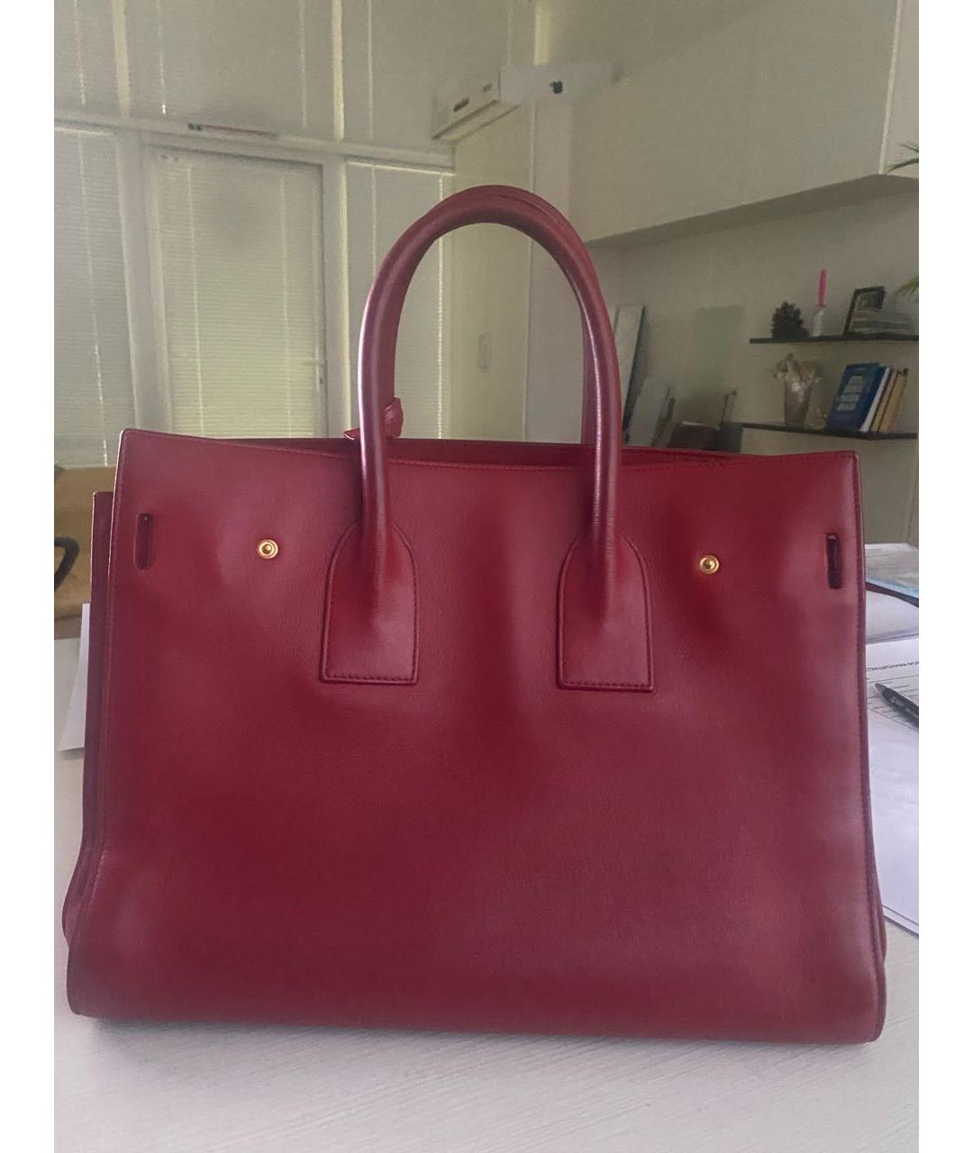 SAINT LAURENT Красная кожаная сумка с короткими ручками, фото 3