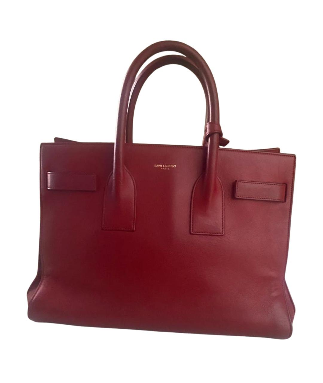 SAINT LAURENT Красная кожаная сумка с короткими ручками, фото 1