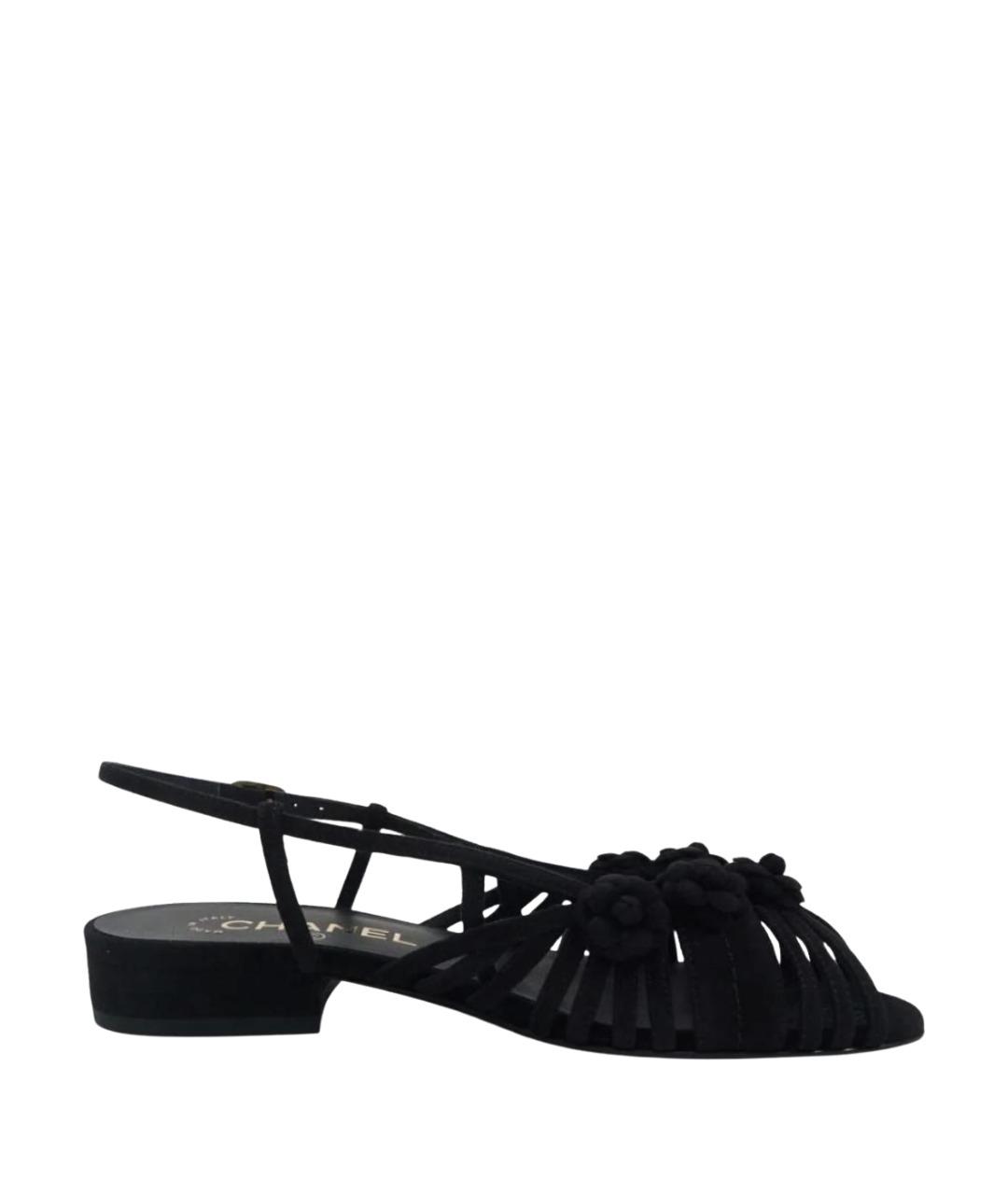 CHANEL Черные замшевые босоножки, фото 1