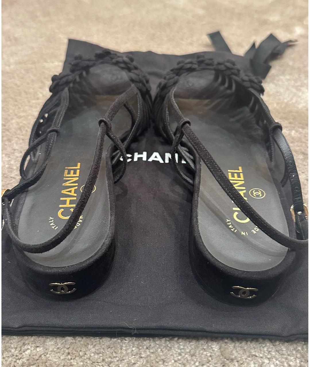 CHANEL Черные замшевые босоножки, фото 4