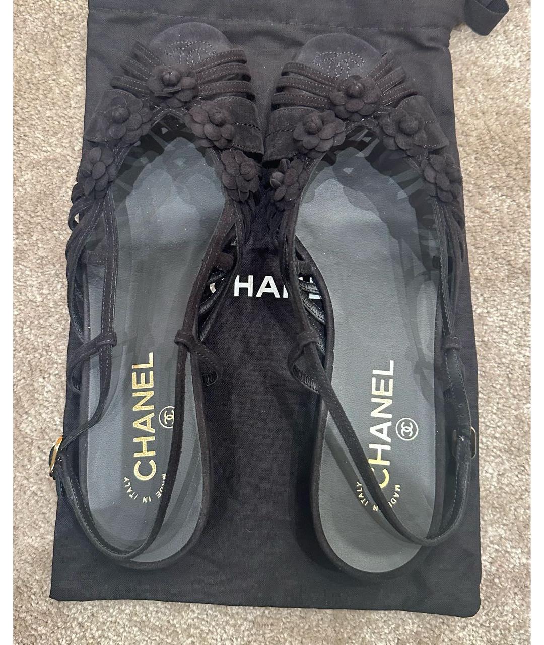 CHANEL Черные замшевые босоножки, фото 3