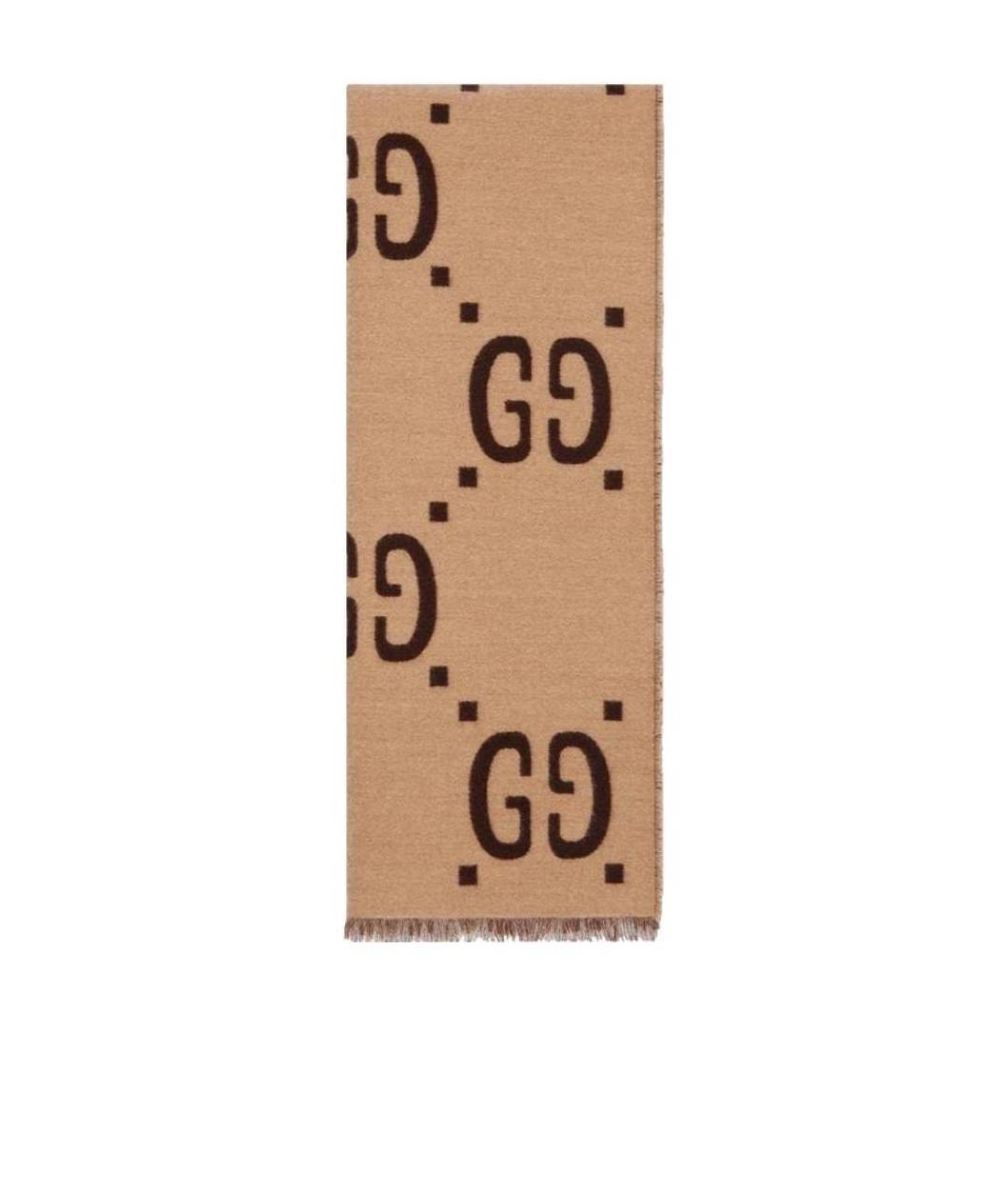 GUCCI Бежевый шерстяной шарф, фото 1