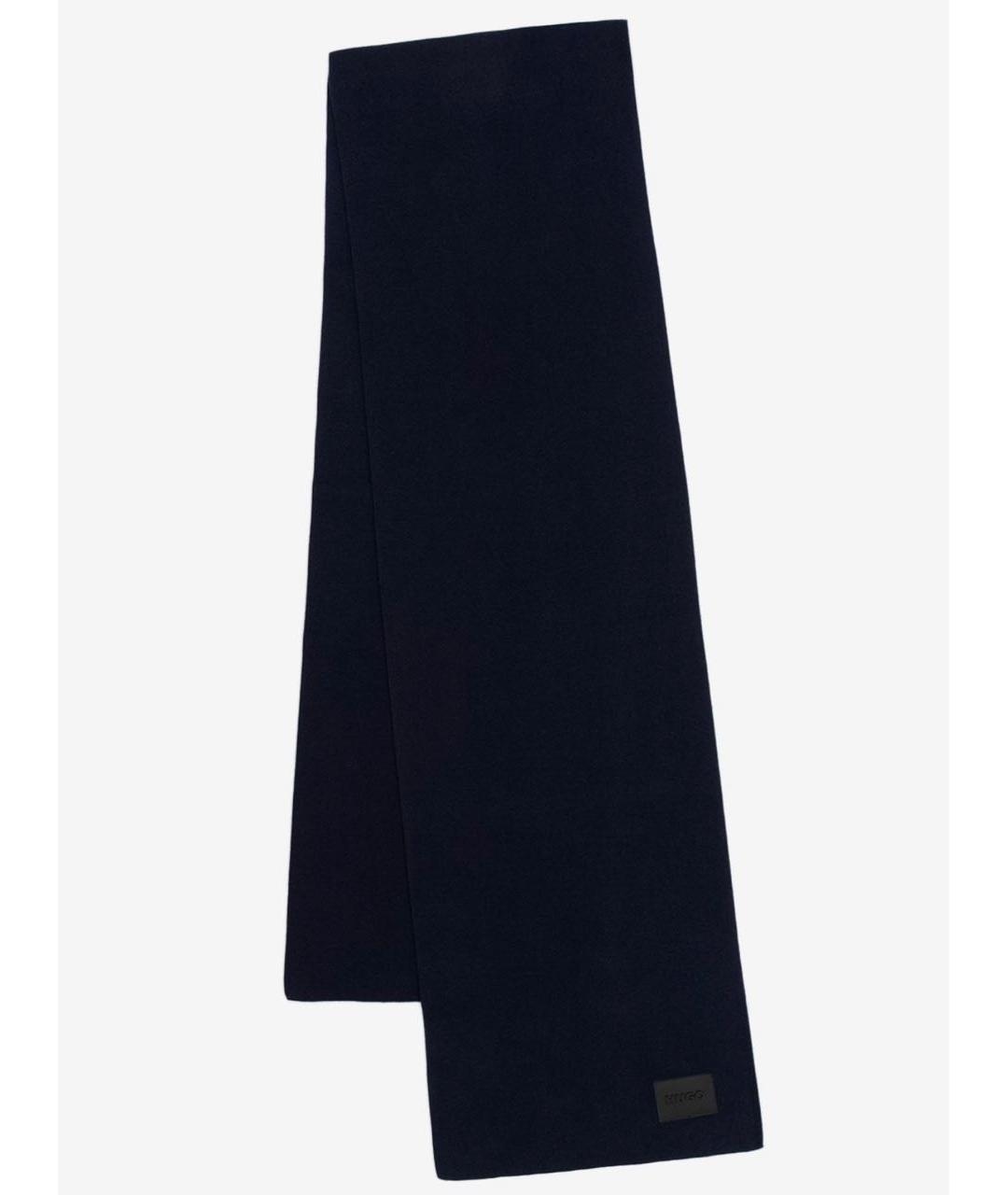 HUGO Темно-синий хлопковый шарф, фото 2