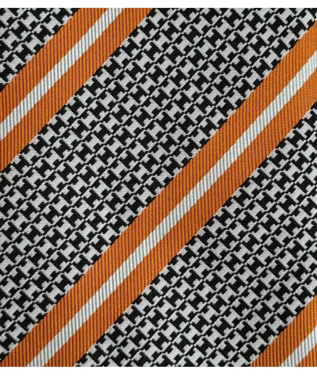 HERMES Оранжевый шелковый галстук, фото 3