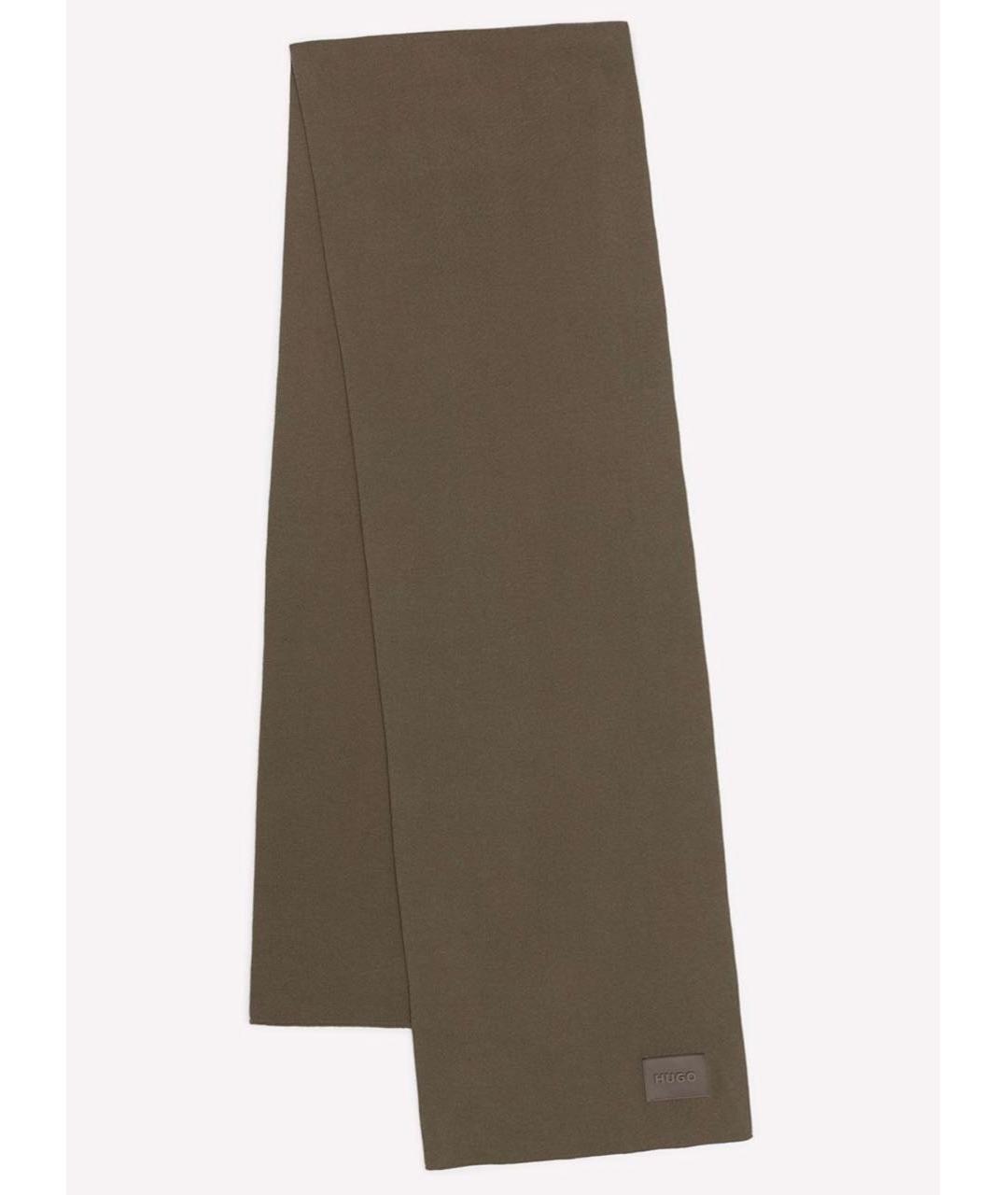 HUGO Коричневый хлопковый шарф, фото 2
