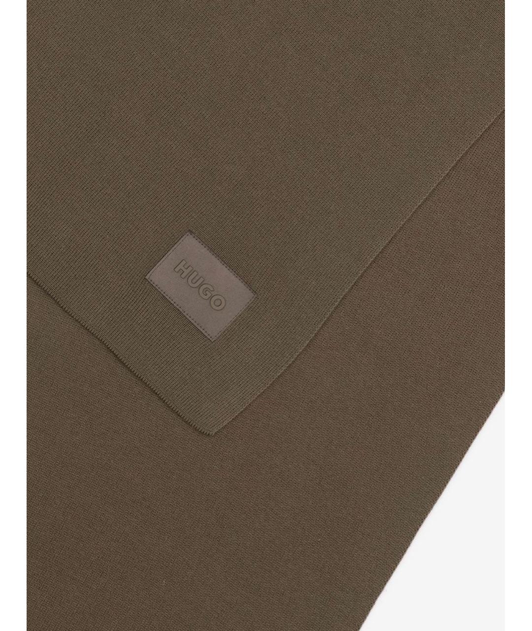 HUGO Коричневый хлопковый шарф, фото 3