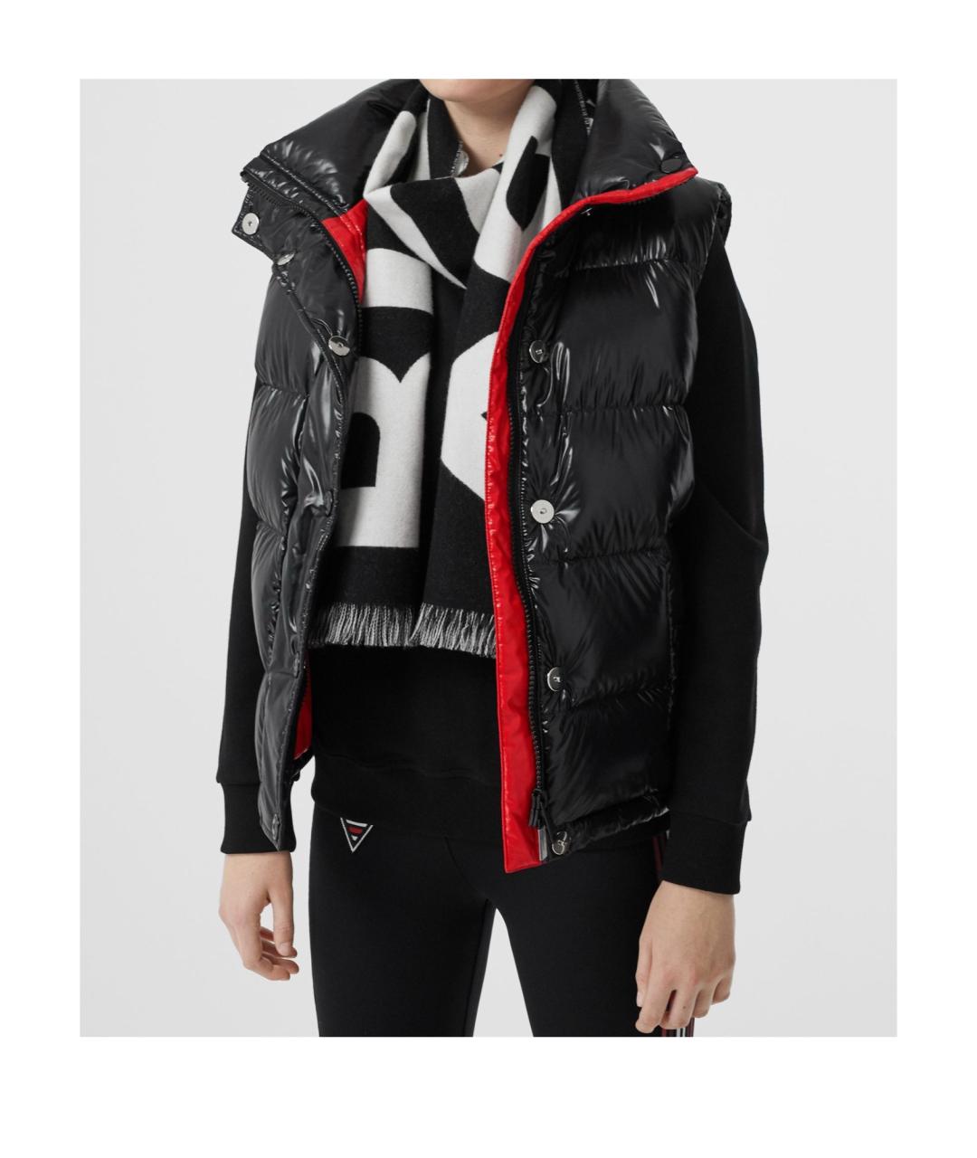 BURBERRY Черный шерстяной шарф, фото 5