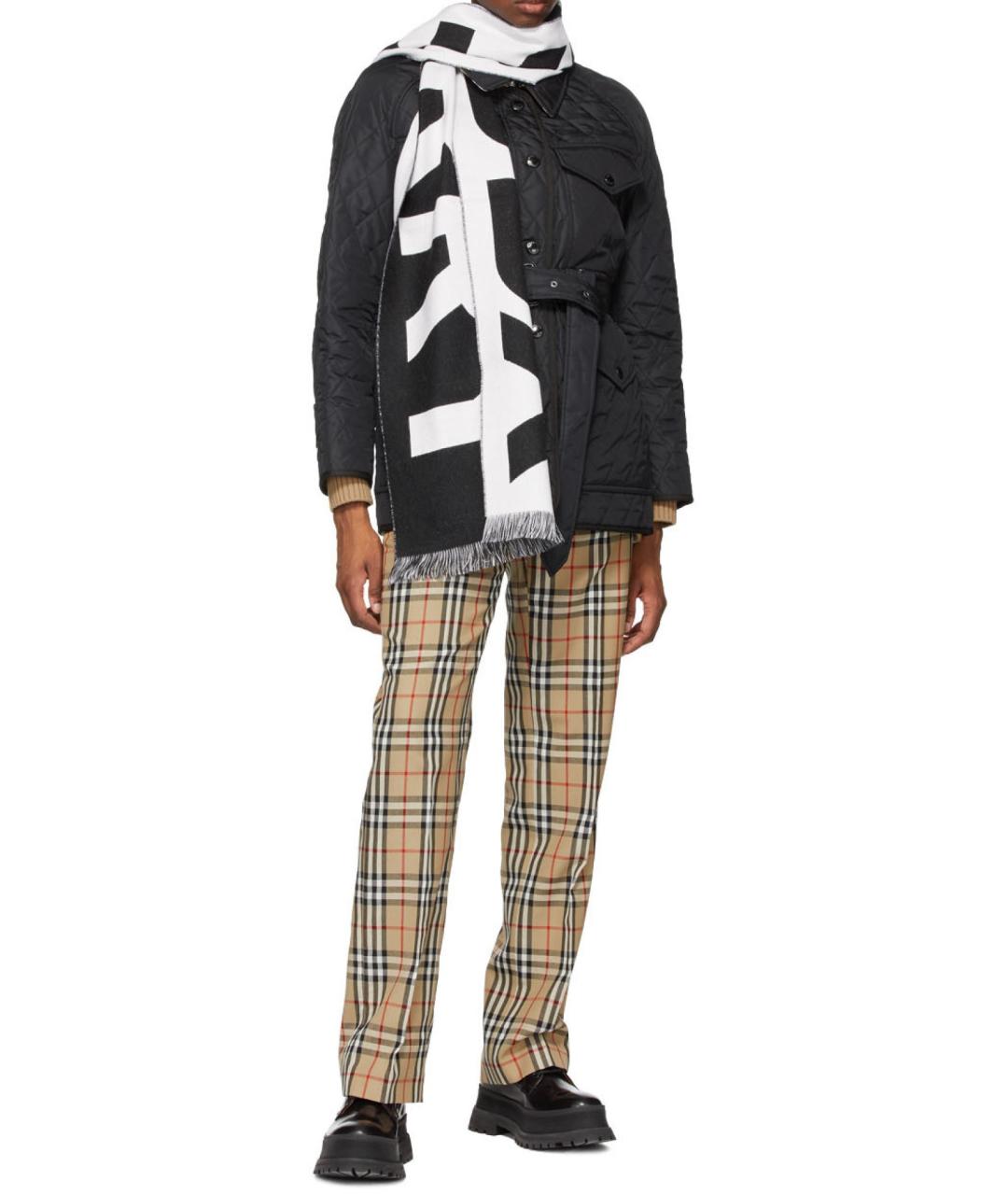 BURBERRY Черный шерстяной шарф, фото 2