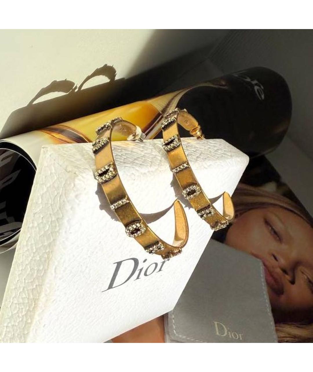 CHRISTIAN DIOR Золотые металлические серьги, фото 2