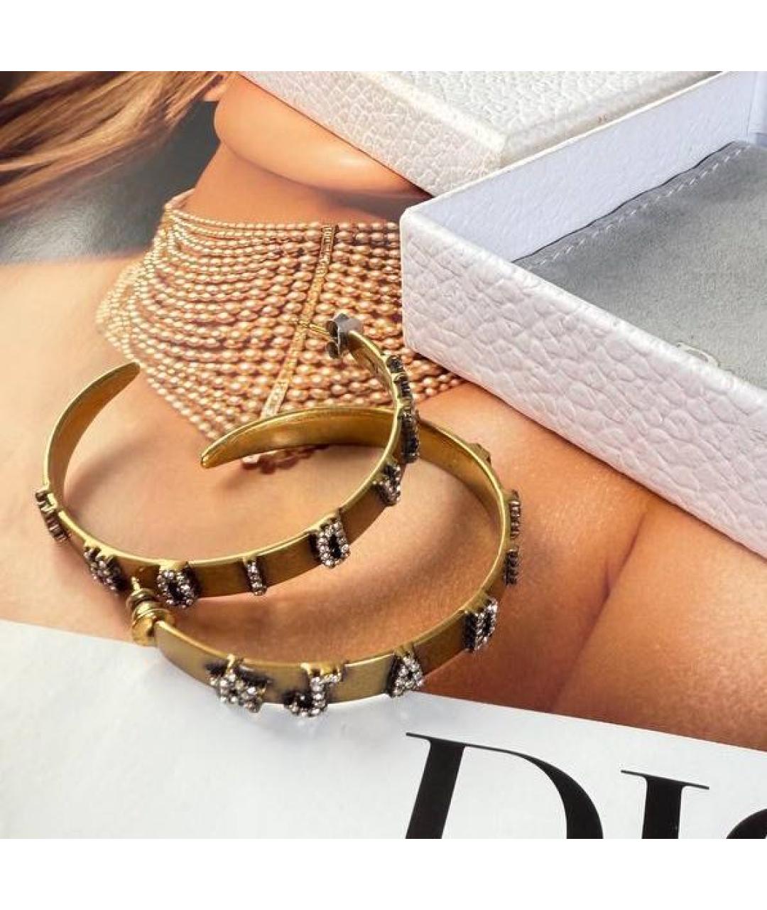 CHRISTIAN DIOR Золотые металлические серьги, фото 3