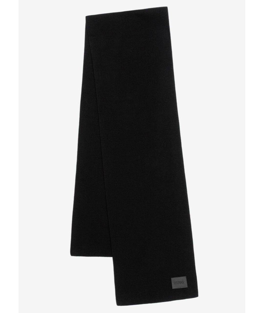 HUGO Черный хлопковый шарф, фото 2