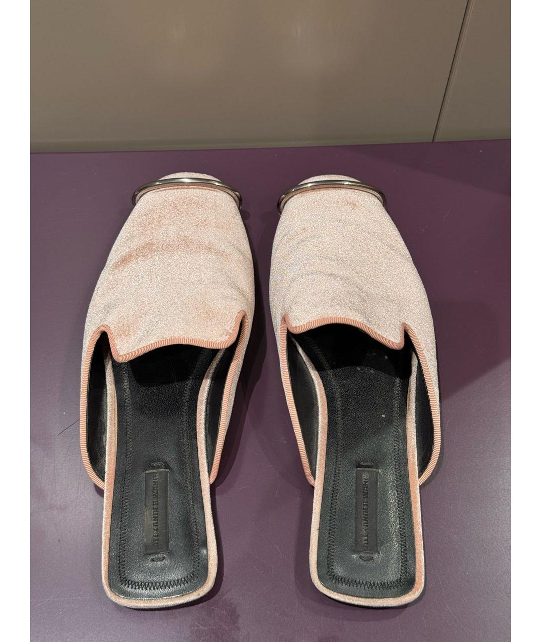 ALEXANDER WANG Розовые бархатные мюли, фото 3