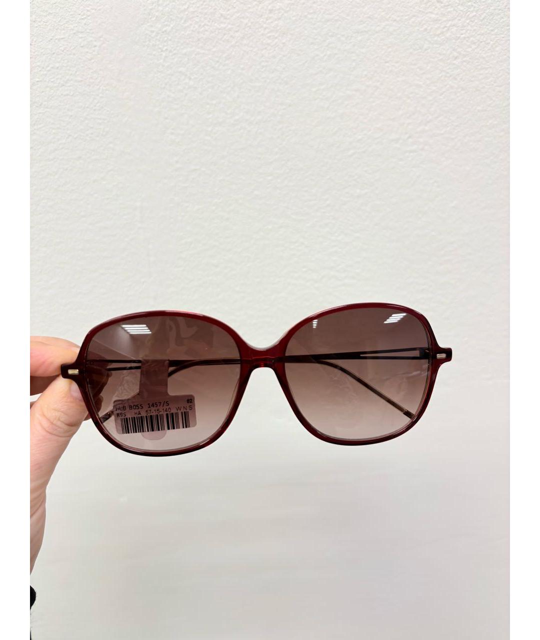 HUGO BOSS Бордовые металлические солнцезащитные очки, фото 7