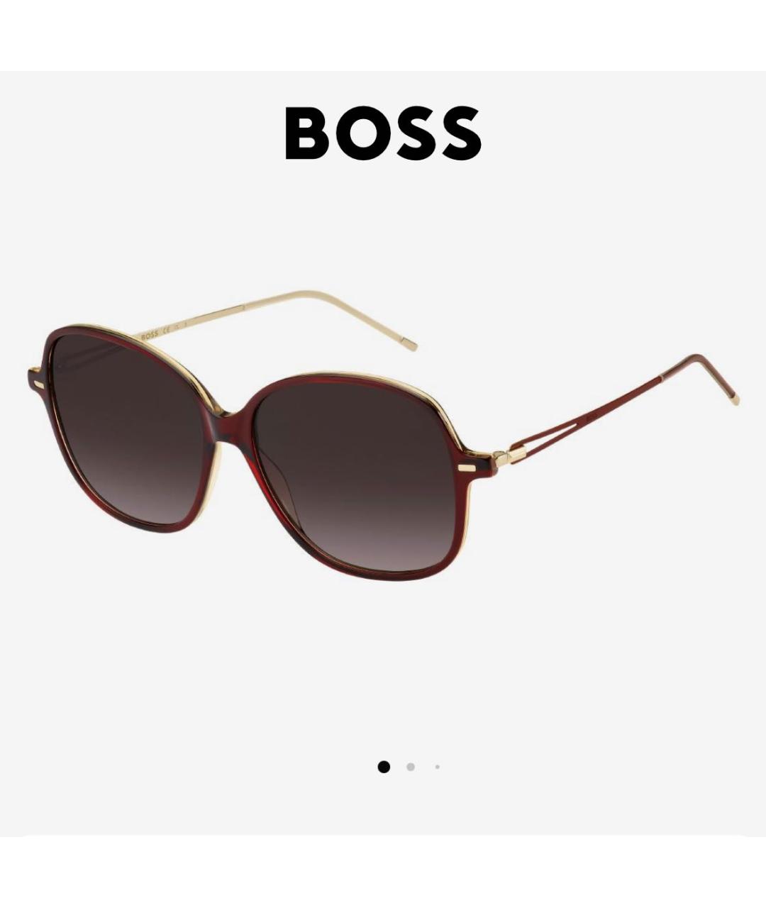 HUGO BOSS Бордовые металлические солнцезащитные очки, фото 2