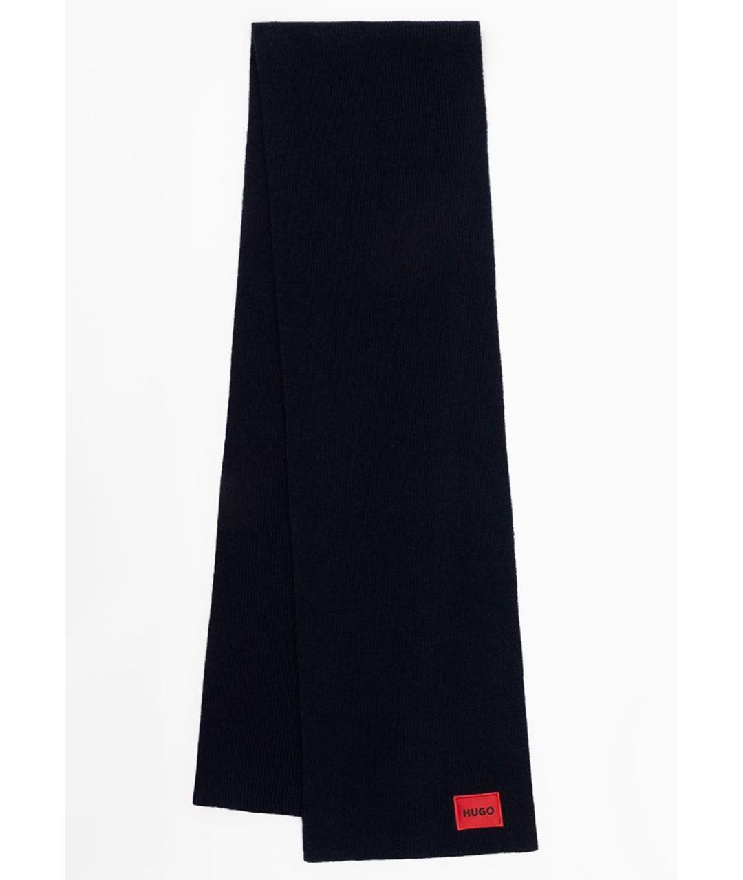 HUGO Темно-синий шерстяной шарф, фото 2