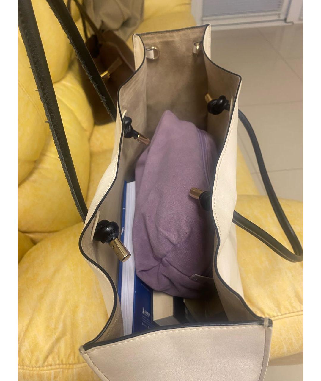 ELISABETTA FRANCHI Бежевая кожаная сумка тоут, фото 4