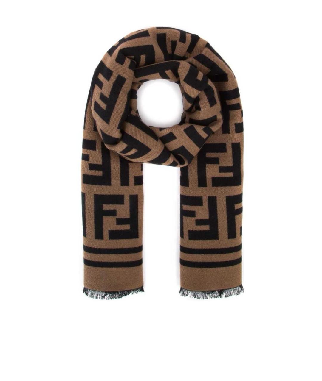 FENDI Коричневый шарф, фото 1