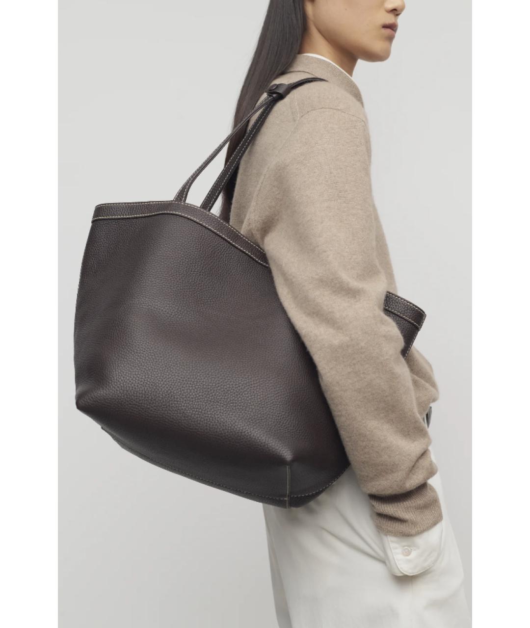 THE ROW Коричневая кожаная сумка тоут, фото 4