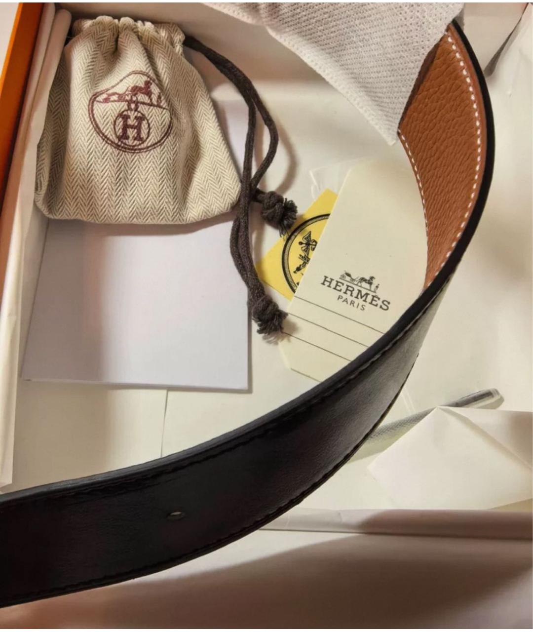 HERMES Черный кожаный ремень, фото 4