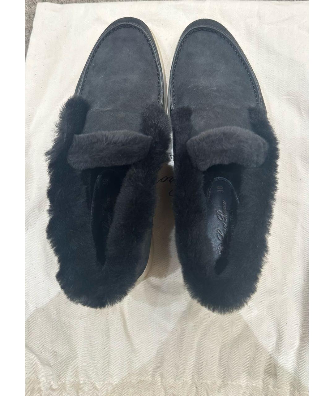 LORO PIANA Темно-синие замшевые ботинки, фото 3