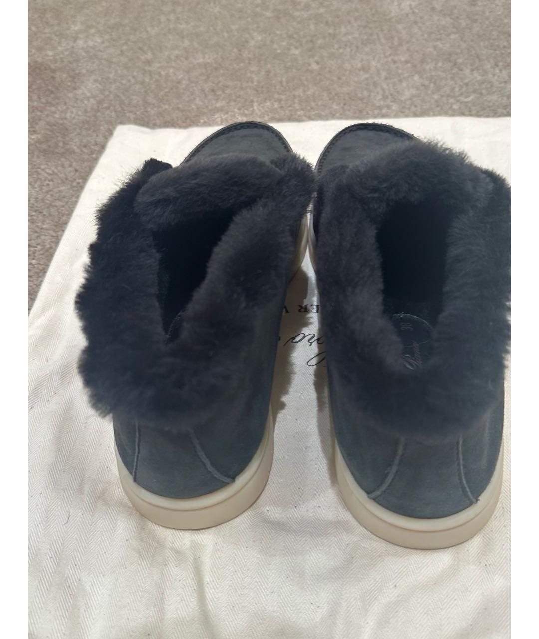 LORO PIANA Темно-синие замшевые ботинки, фото 4