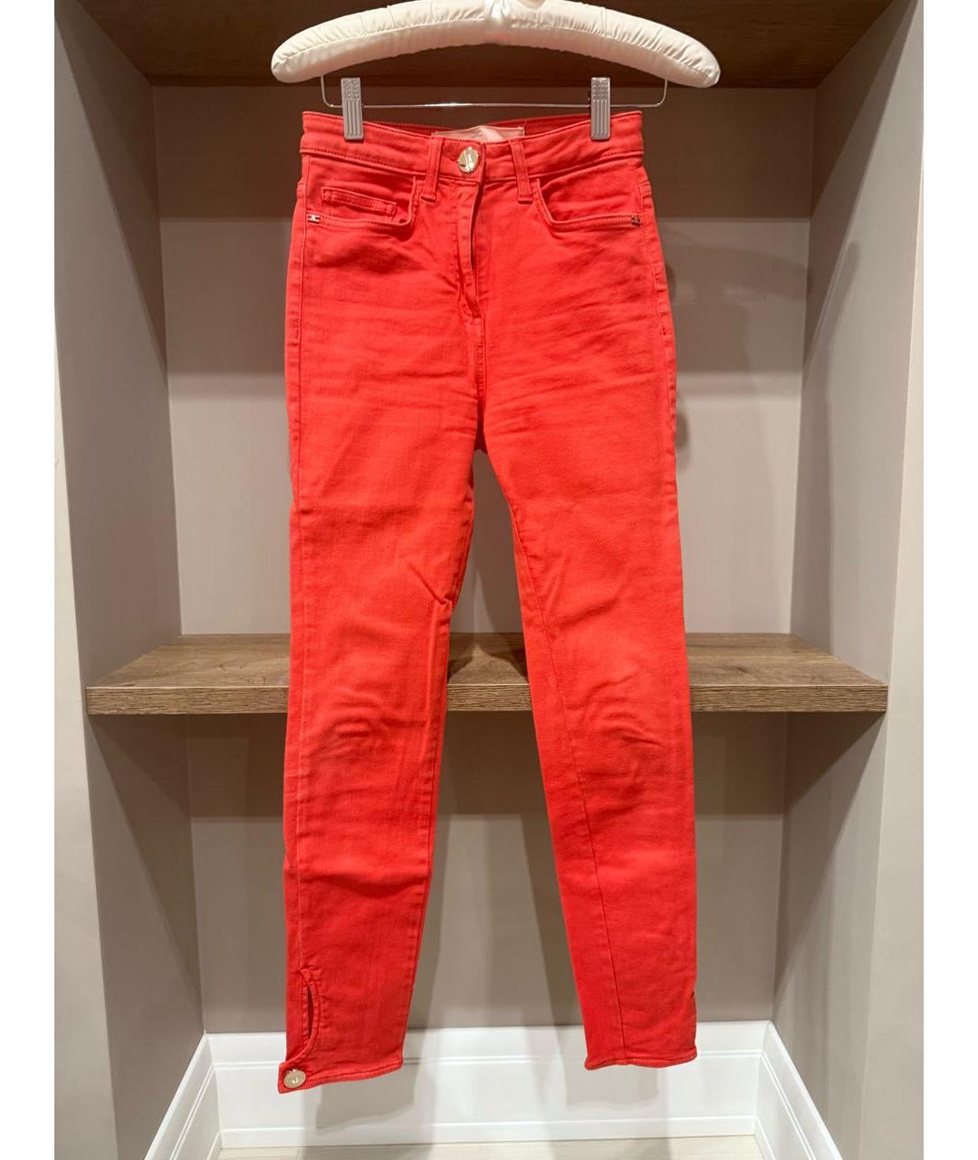 ELISABETTA FRANCHI Красные хлопковые джинсы слим, фото 3
