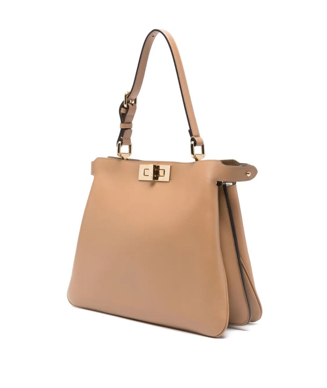 FENDI Бежевая кожаная сумка через плечо, фото 3