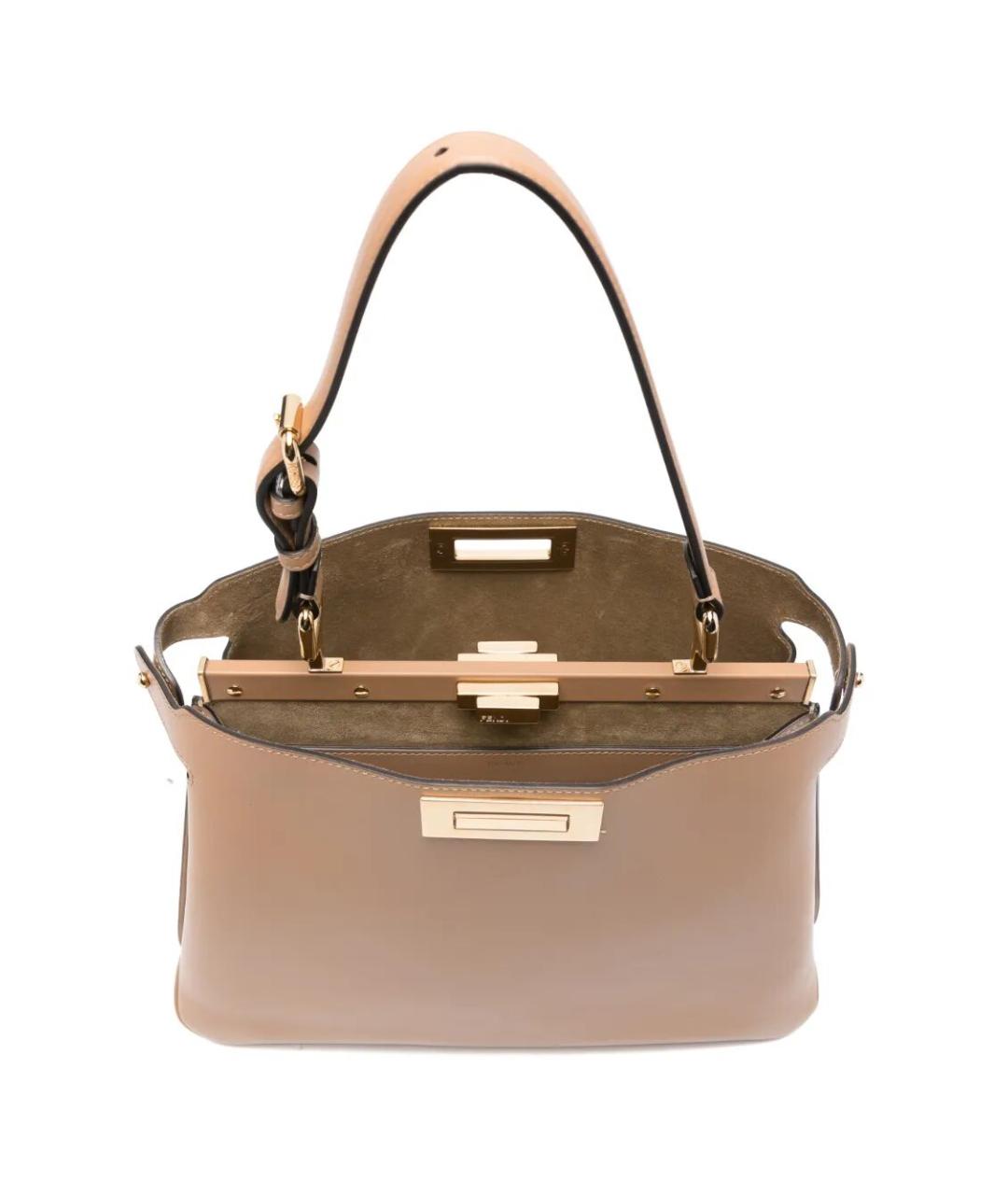 FENDI Бежевая кожаная сумка через плечо, фото 4