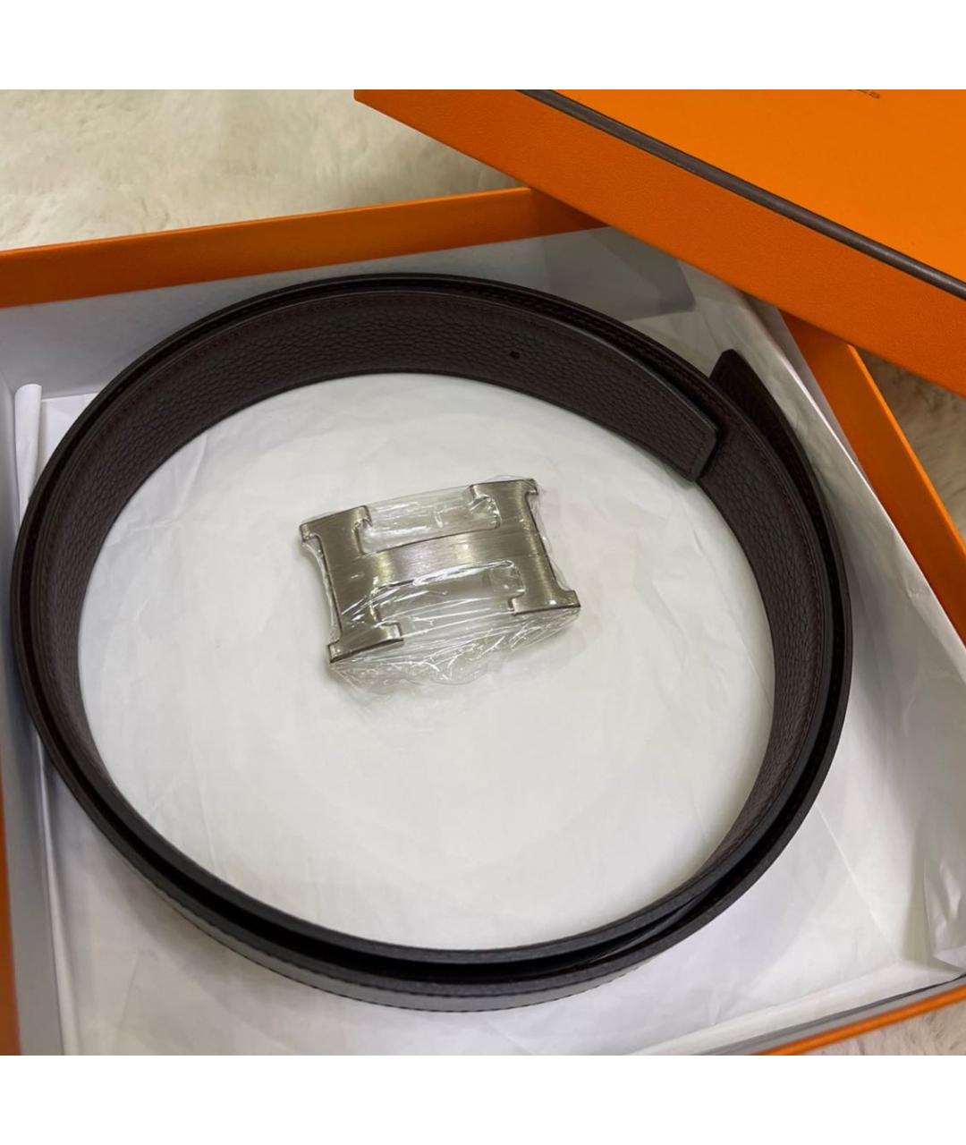 HERMES Черный кожаный ремень, фото 2