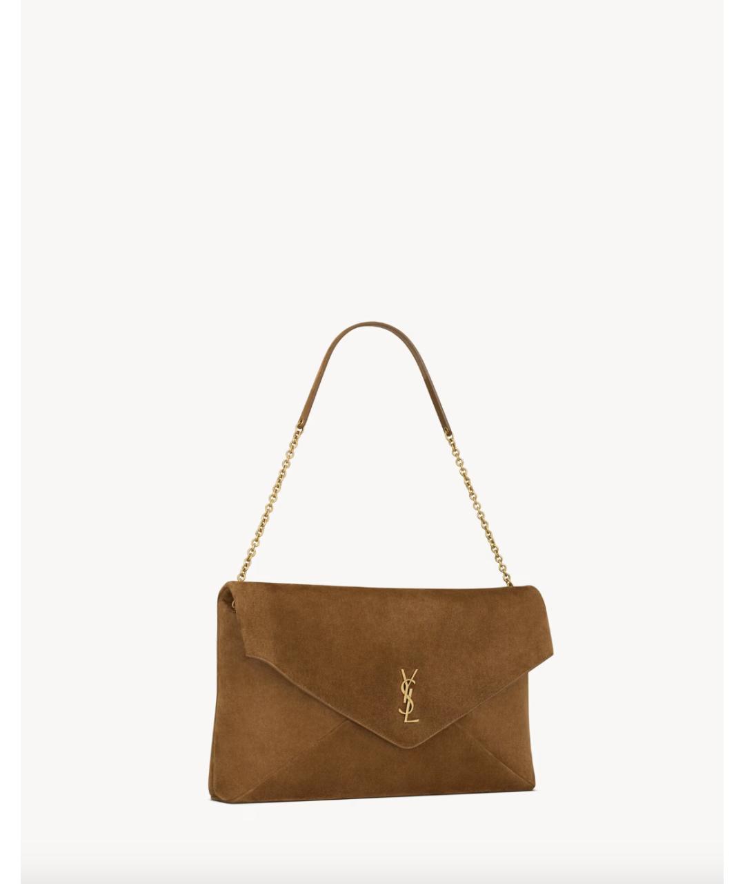 SAINT LAURENT Коричневая замшевая сумка через плечо, фото 2