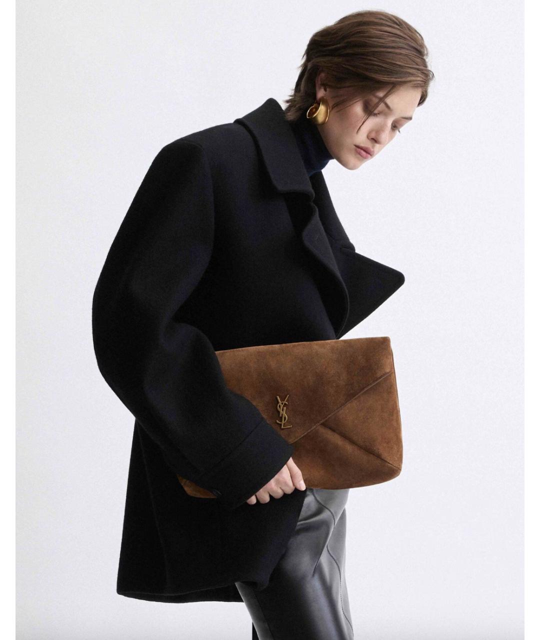 SAINT LAURENT Коричневая замшевая сумка через плечо, фото 6